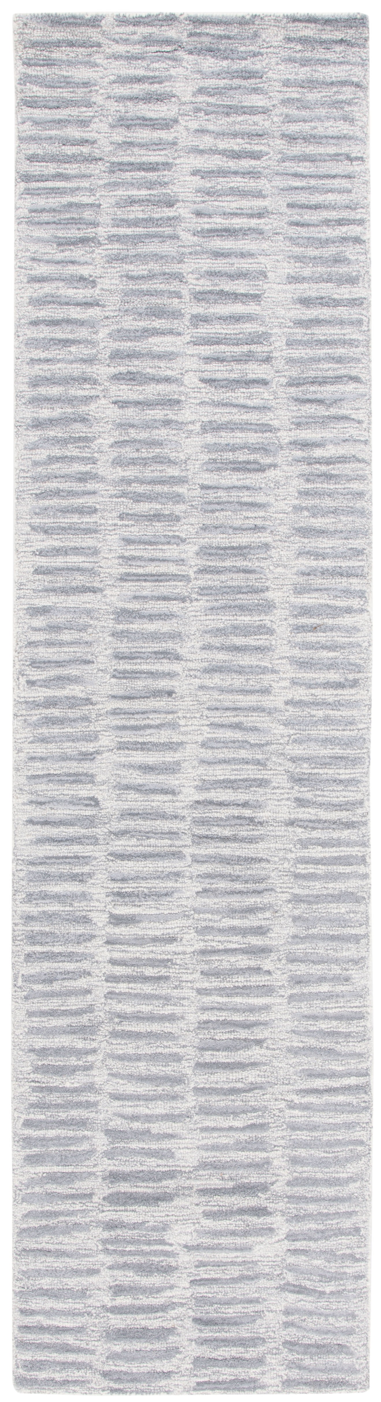 Gray Hand-Tufted Wool Geometric Runner Rug, 2'3" x 9'