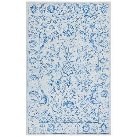 SAFAVIEH Metro Rhoda Floral Area Rug, Blue/Beige, 4' x 6'
