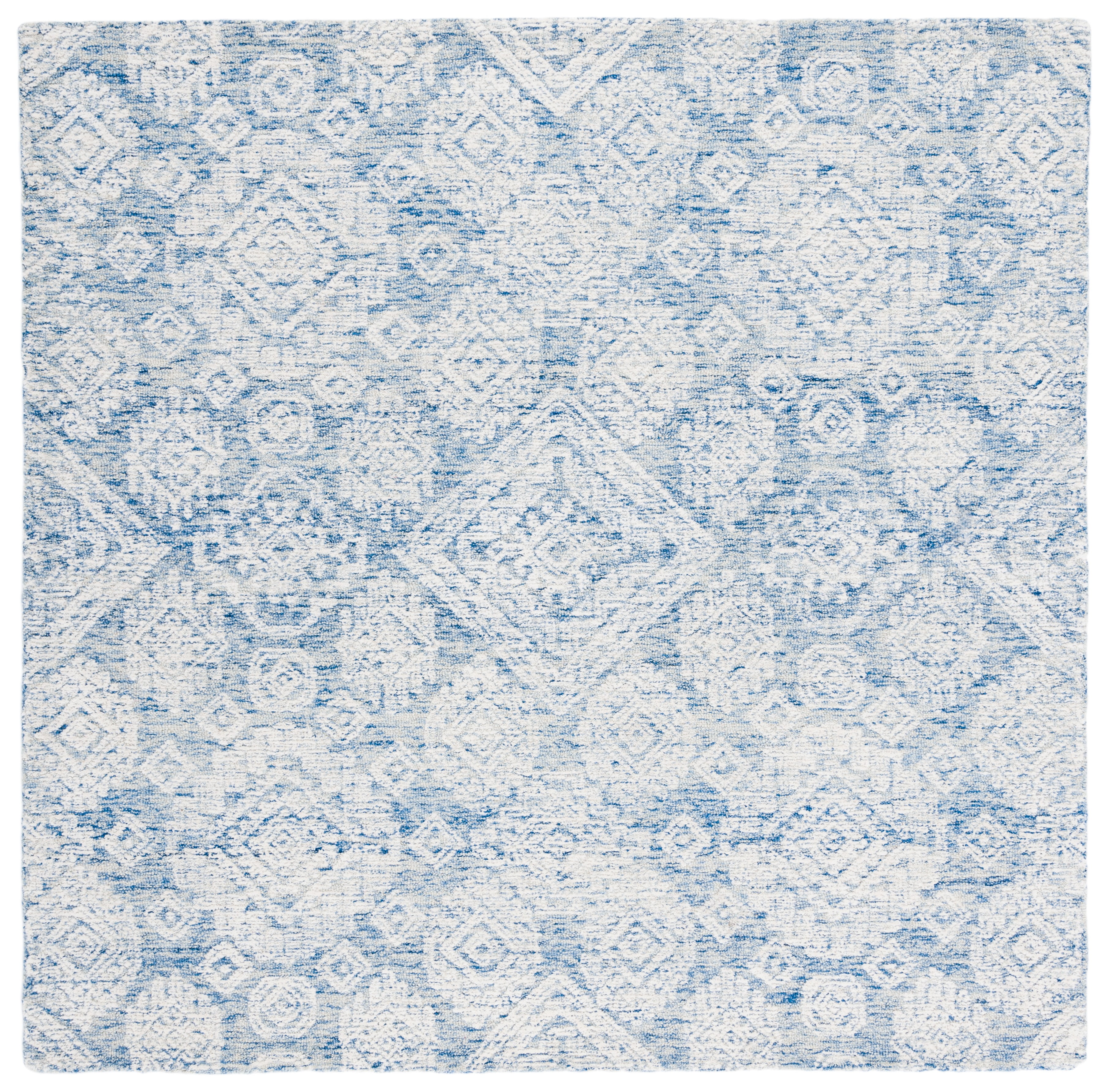 SAFAVIEH Metro Riley Medallion Area Rug, Blue/Ivory, 6' x 6' Square