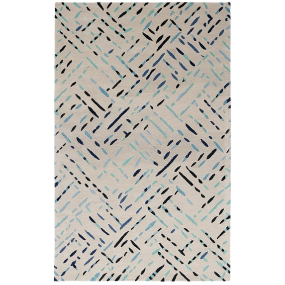 SAFAVIEH Metro Rodina Geometric Striped Area Rug, Gray/Blue, 5' x 8'