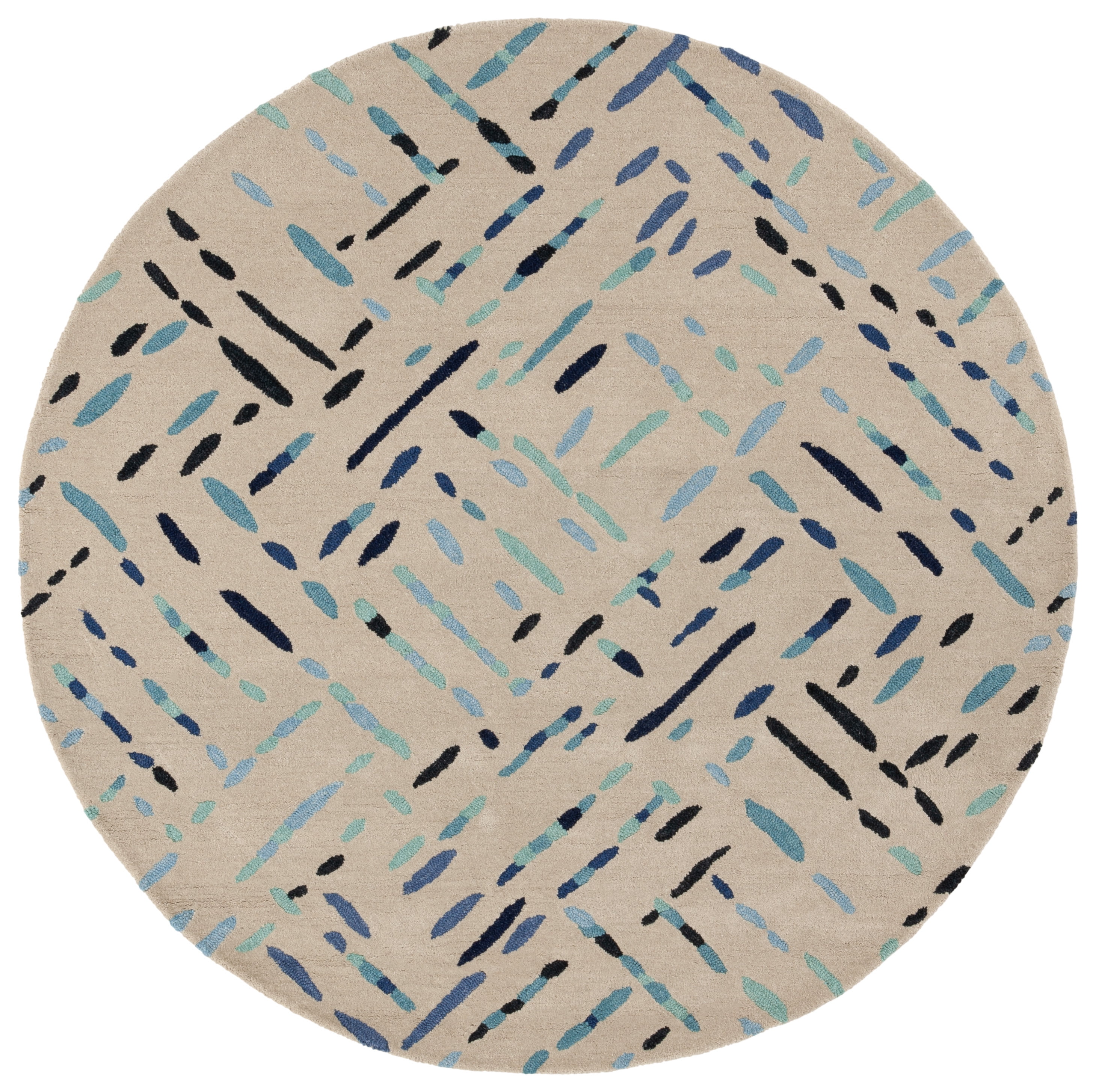 SAFAVIEH Metro Rodina Geometric Striped Area Rug, Gray/Blue, 6' x 6' Round