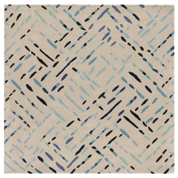 SAFAVIEH Metro Rodina Geometric Striped Area Rug, Gray/Blue, 6' x 6' Square