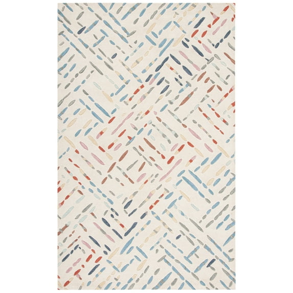 SAFAVIEH Metro Rodina Geometric Striped Area Rug, Ivory/Blue, 5' x 8'