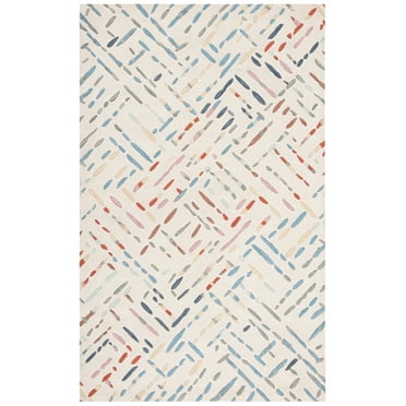 SAFAVIEH Metro Rodina Geometric Striped Area Rug, Ivory/Blue, 6' x 9'