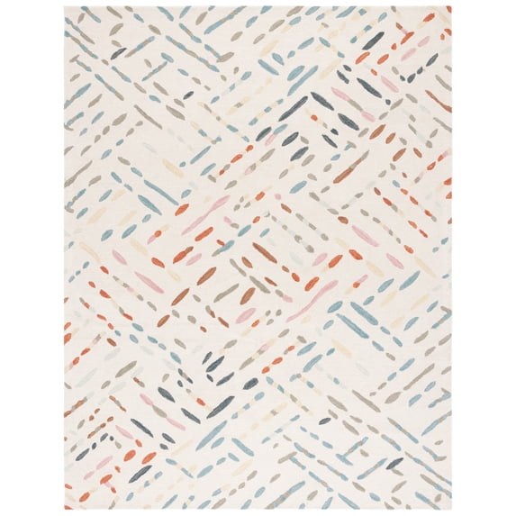 SAFAVIEH Metro Rodina Geometric Striped Area Rug, Ivory/Blue, 8' x 10'