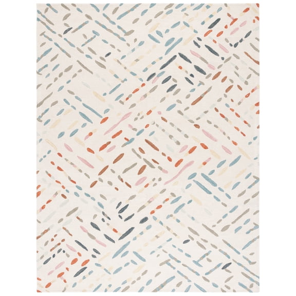 SAFAVIEH Metro Rodina Geometric Striped Area Rug, Ivory/Blue, 9' x 12'