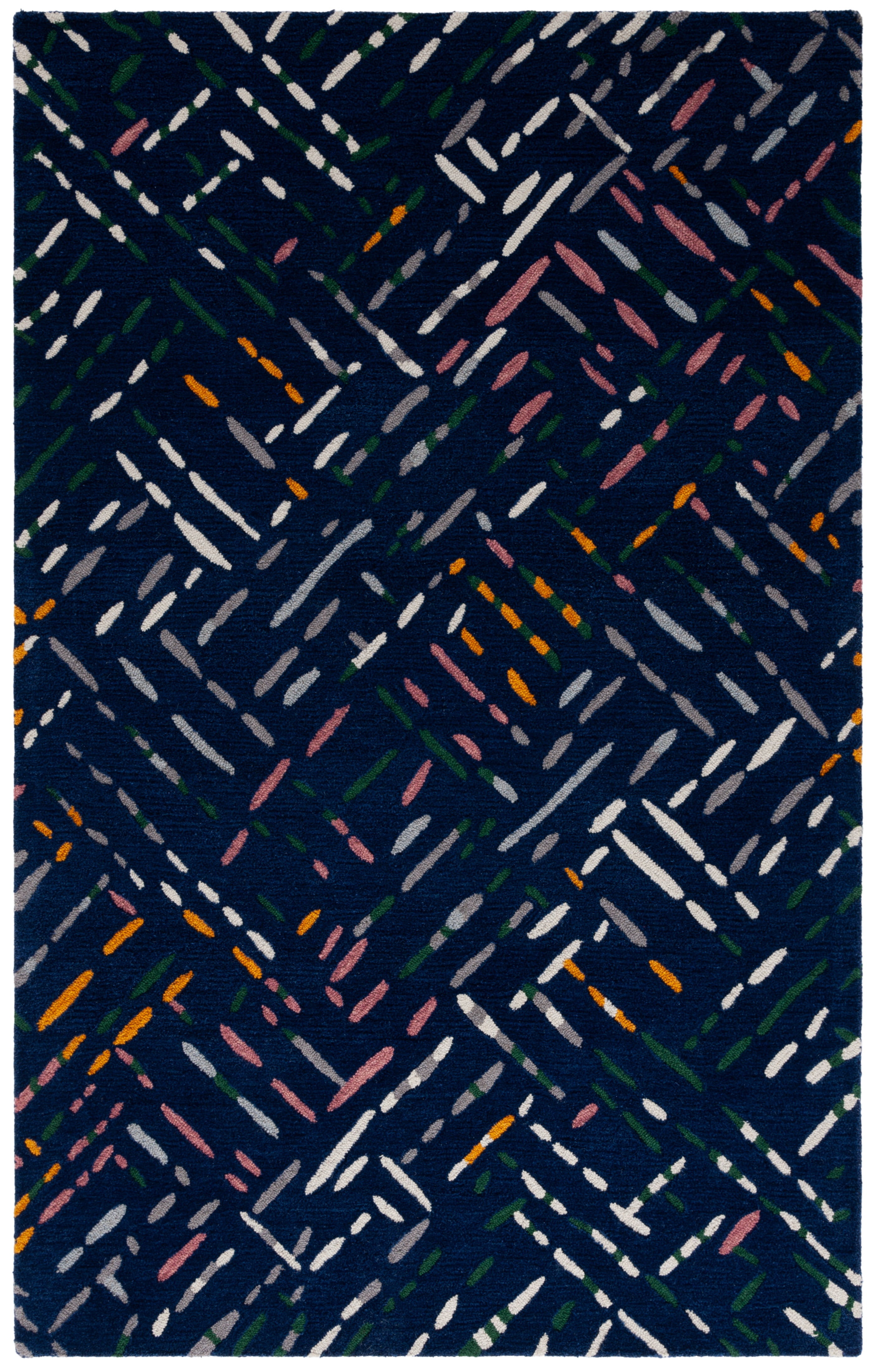 SAFAVIEH Metro Rodina Geometric Striped Area Rug, Navy/Pink, 3' x 5'