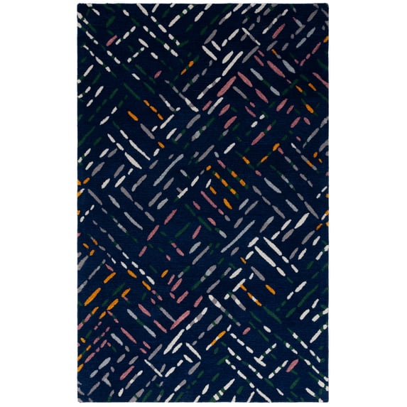SAFAVIEH Metro Rodina Geometric Striped Area Rug, Navy/Pink, 5' x 8'