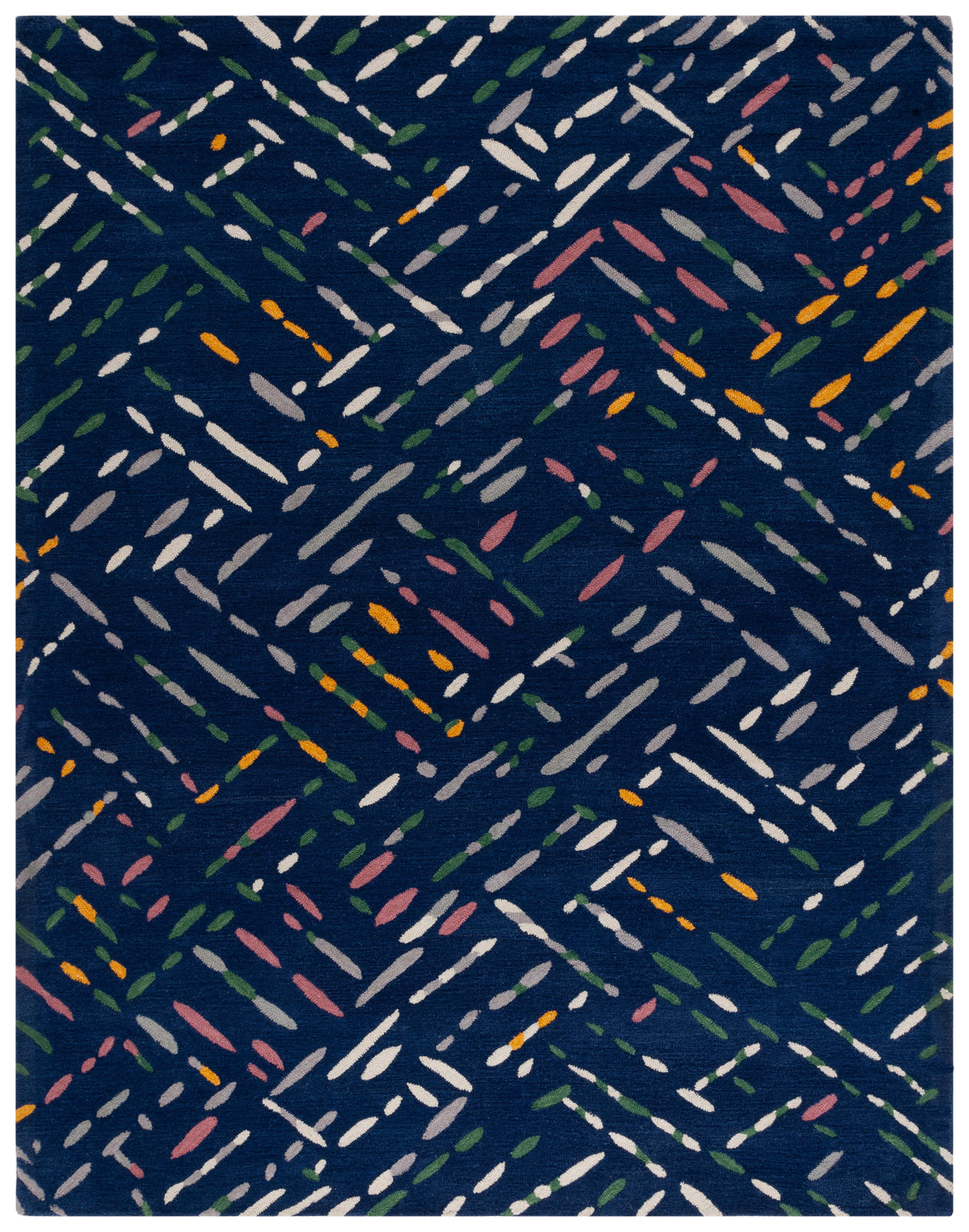 SAFAVIEH Metro Rodina Geometric Striped Area Rug, Navy/Pink, 8' x 10'