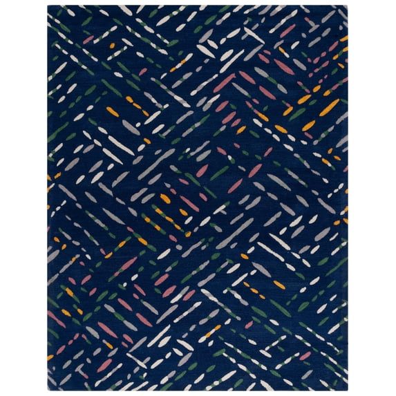 SAFAVIEH Metro Rodina Geometric Striped Area Rug, Navy/Pink, 8' x 10'