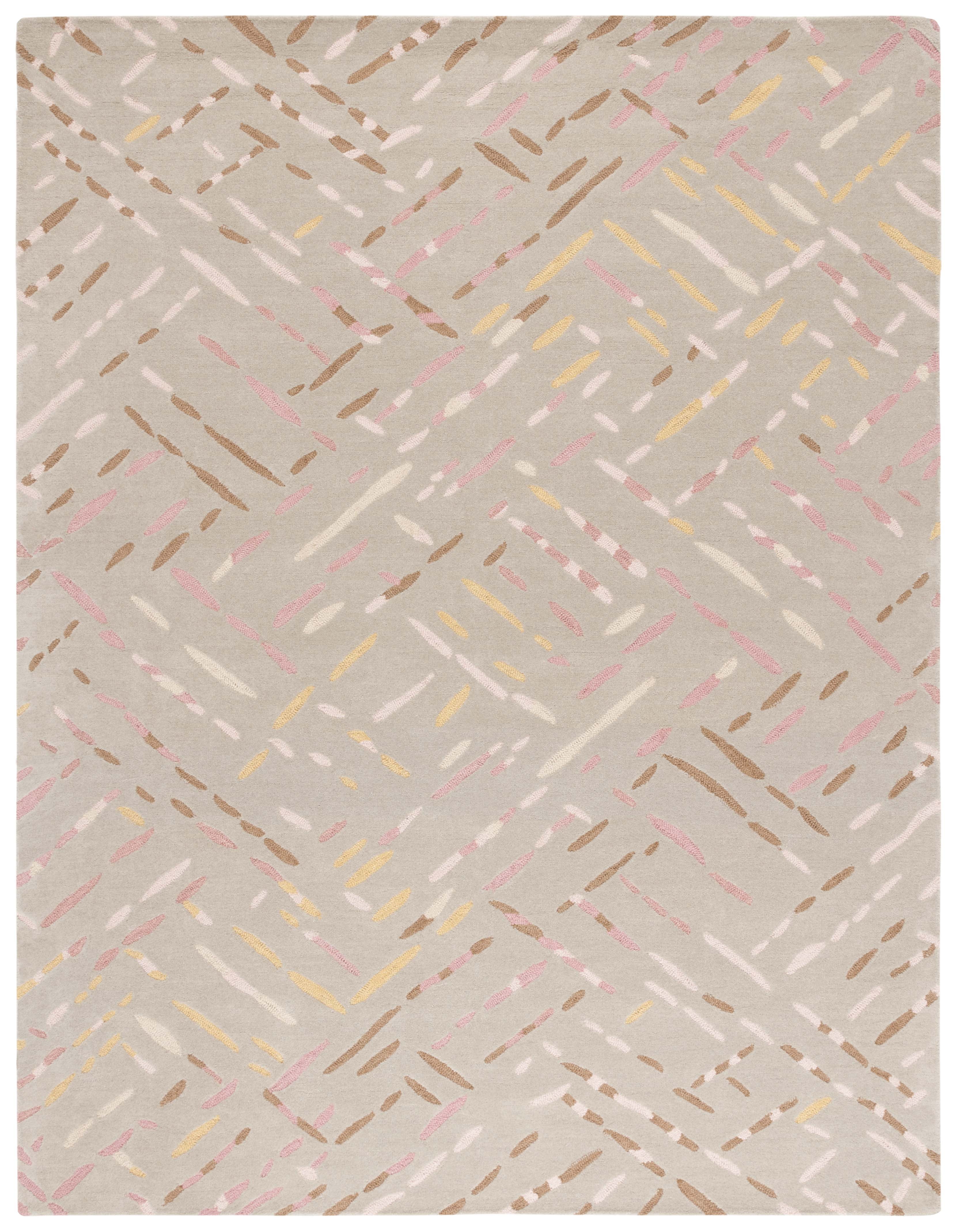 SAFAVIEH Metro Rodina Geometric Striped Area Rug, Taupe/Pink, 8' x 10'