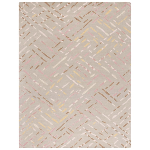 SAFAVIEH Metro Rodina Geometric Striped Area Rug, Taupe/Pink, 8' x 10'