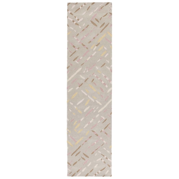 SAFAVIEH Metro Rodina Geometric Striped Runner Rug, Taupe/Pink, 2'3" x 9'