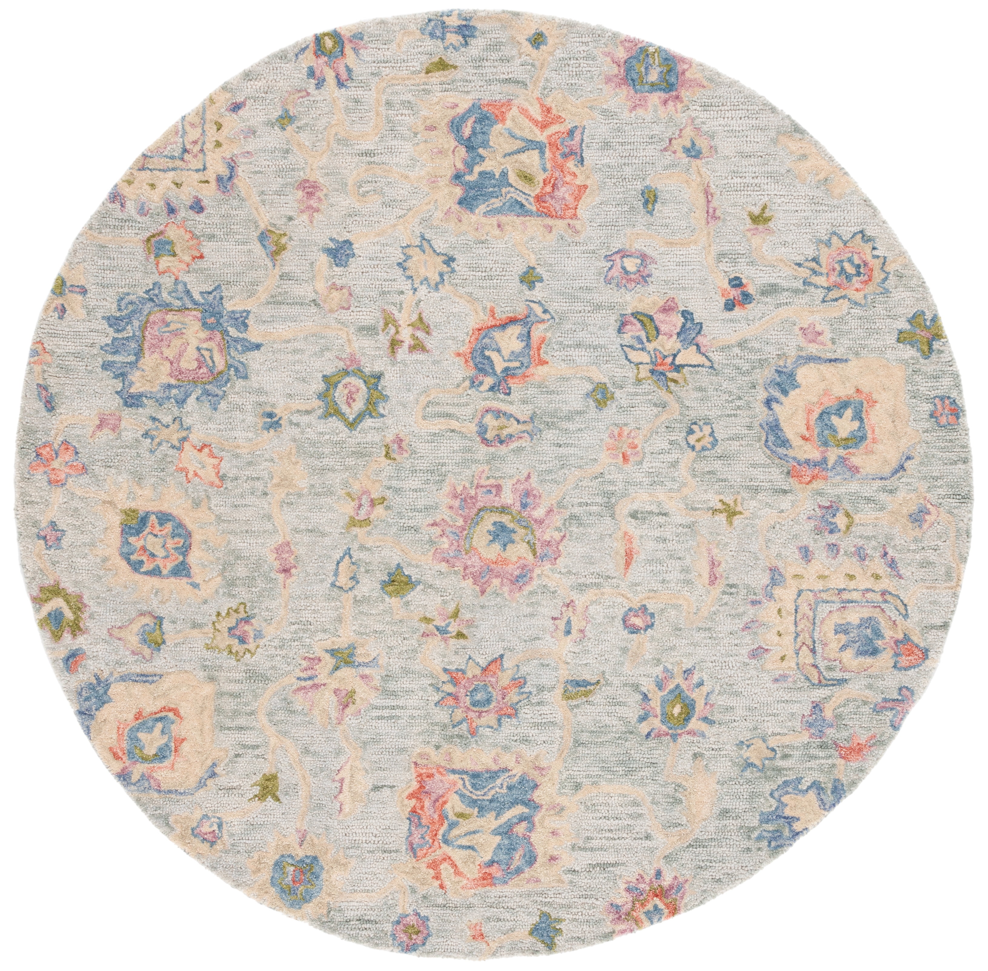 SAFAVIEH Metro Roland Floral Area Rug, Blue/Ivory, 6' x 6' Round