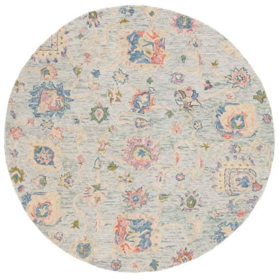 SAFAVIEH Metro Roland Floral Area Rug, Blue/Ivory, 6' x 6' Round