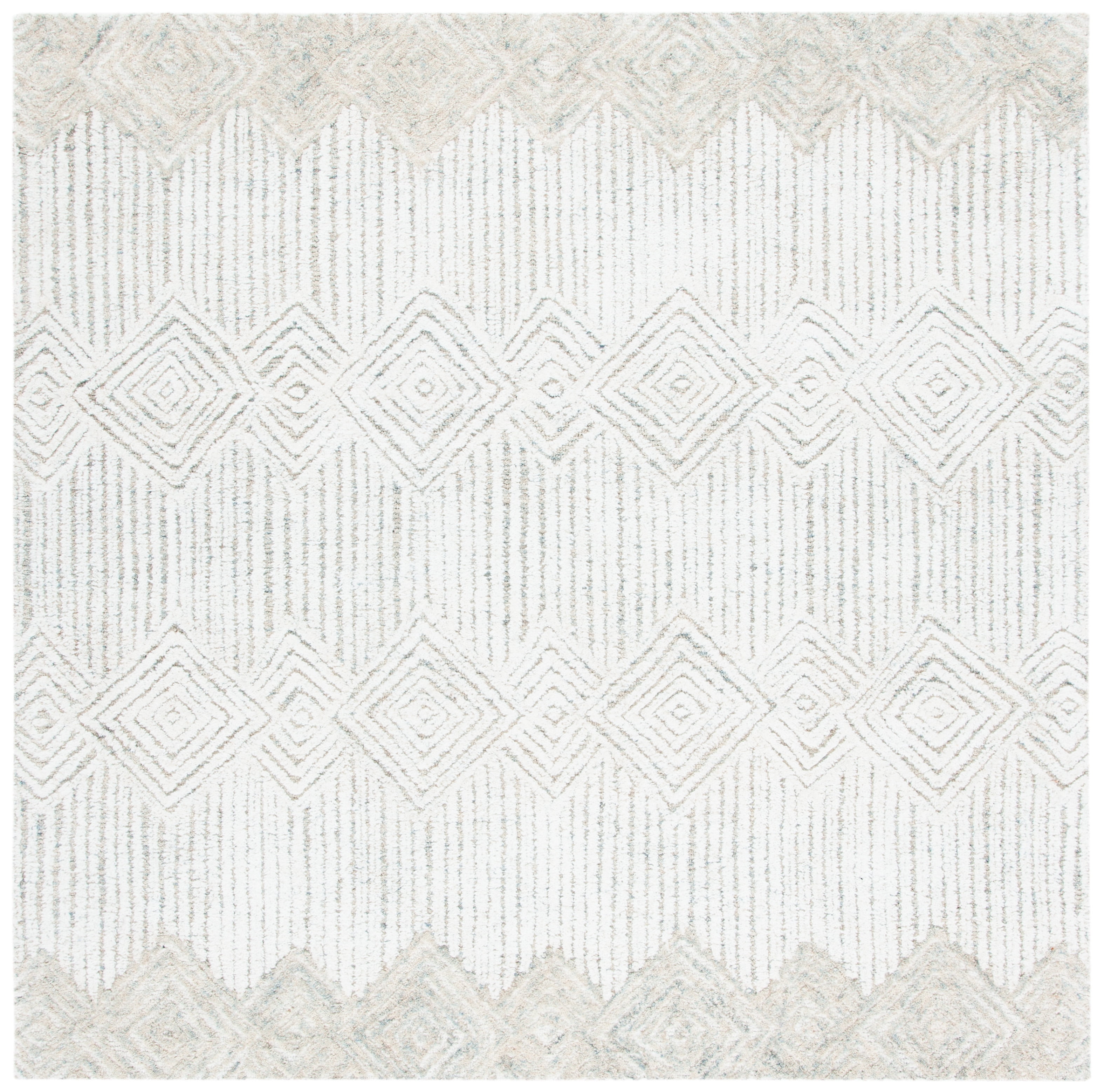 Ivory Elegance 6' Square Hand-Tufted Wool Area Rug
