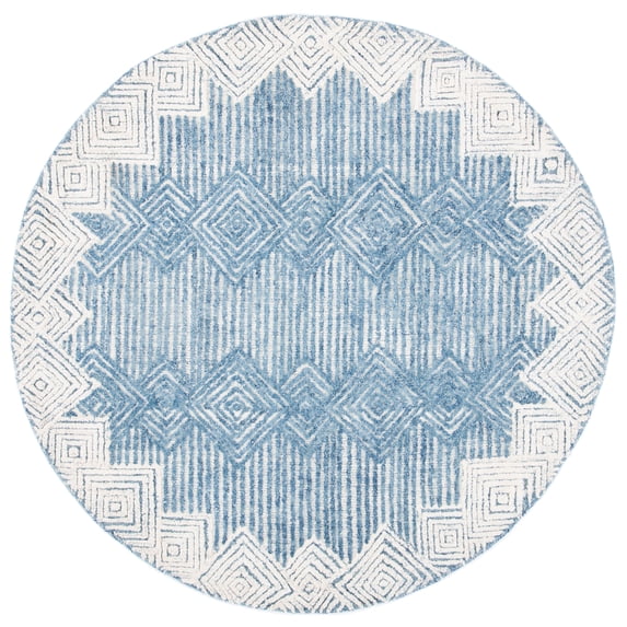 SAFAVIEH Metro Rosalin Diamond Area Rug, Blue/Ivory, 6' x 6' Round
