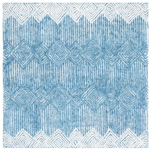 SAFAVIEH Metro Rosalin Diamond Area Rug, Blue/Ivory, 6' x 6' Square