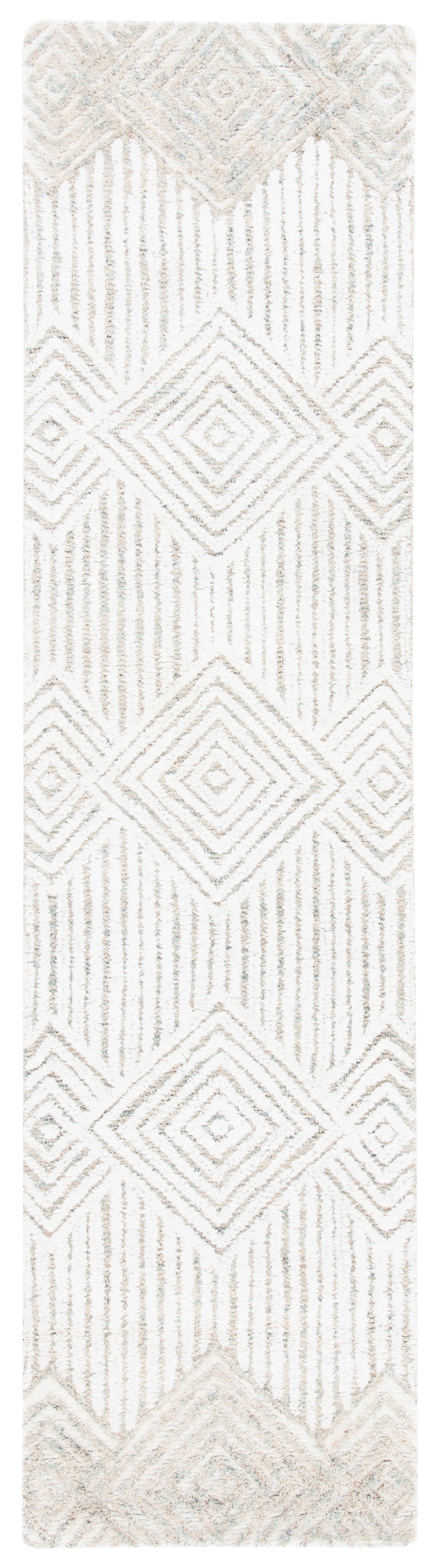 Beige and Ivory Hand-Tufted Wool Runner Rug