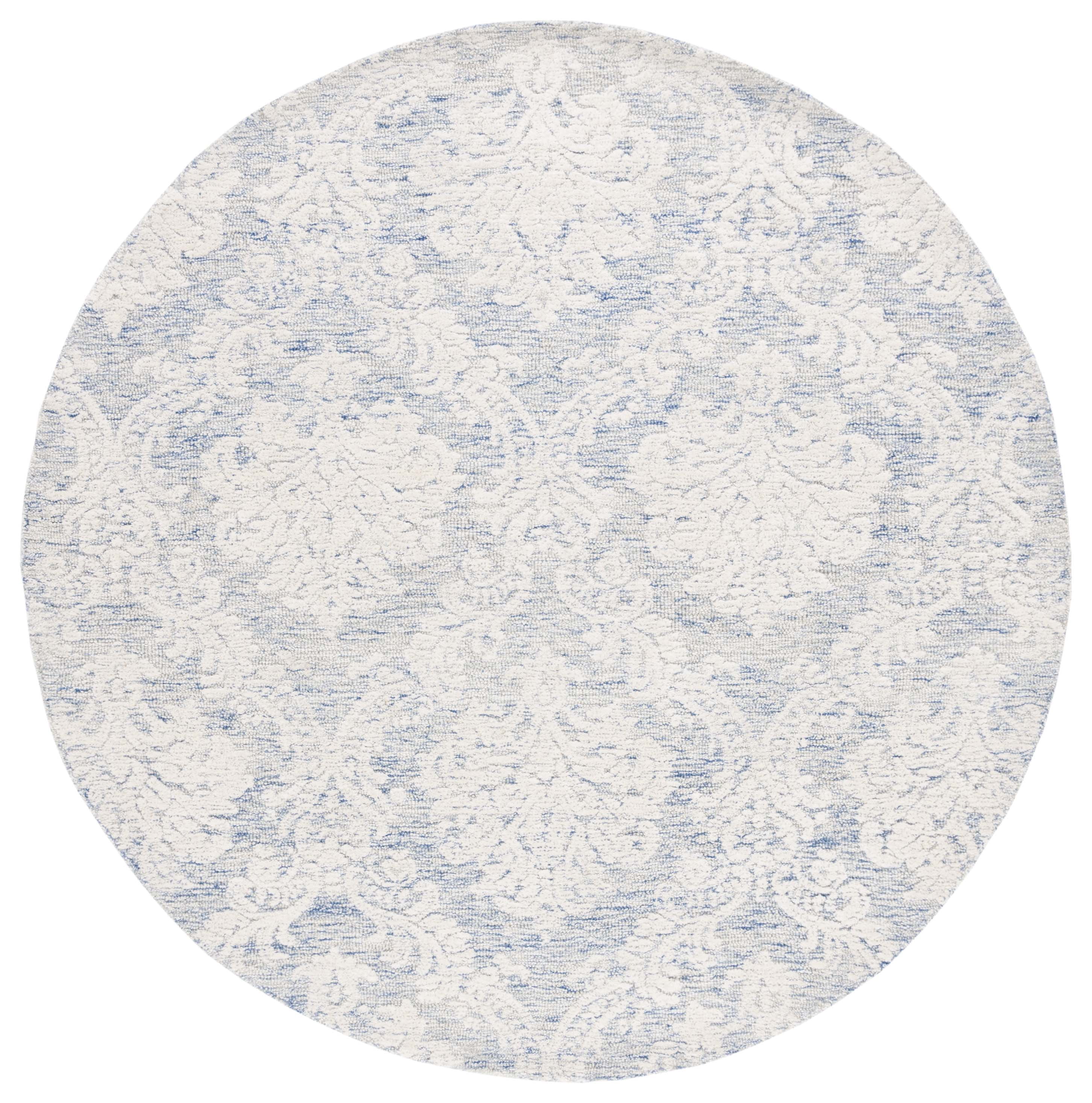 SAFAVIEH Metro Rosalind Medallion Area Rug, Blue/Ivory, 6' x 6' Round