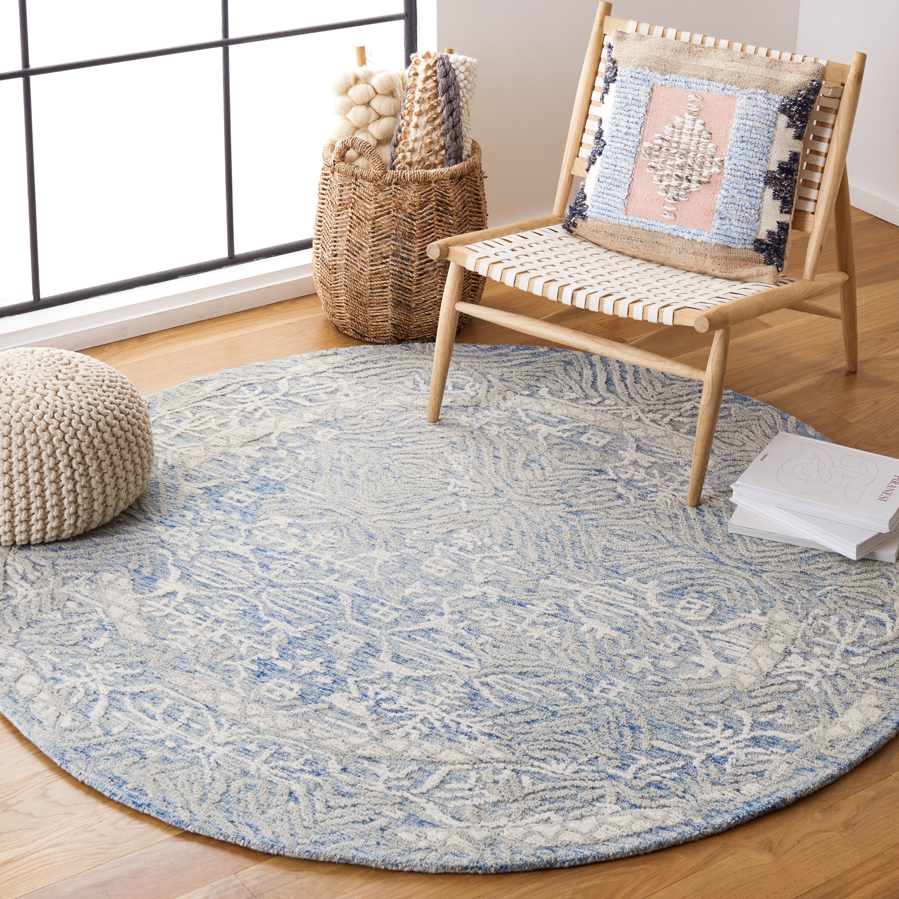 Safavieh Metro Saranna Medallion Area Rug, Blue/Ivory, 6' x 6' Round