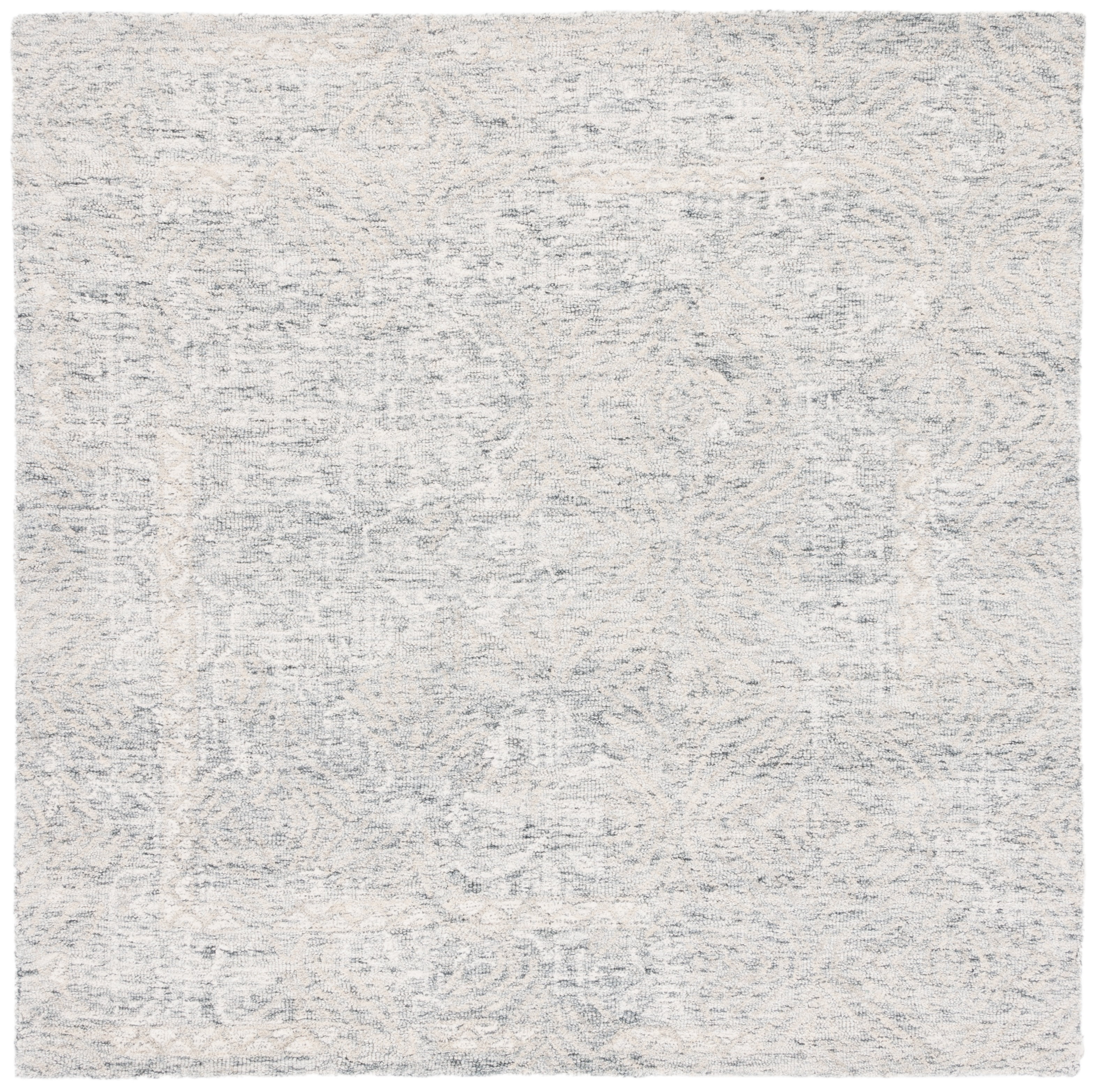 Gray Square Hand-Tufted Wool Area Rug