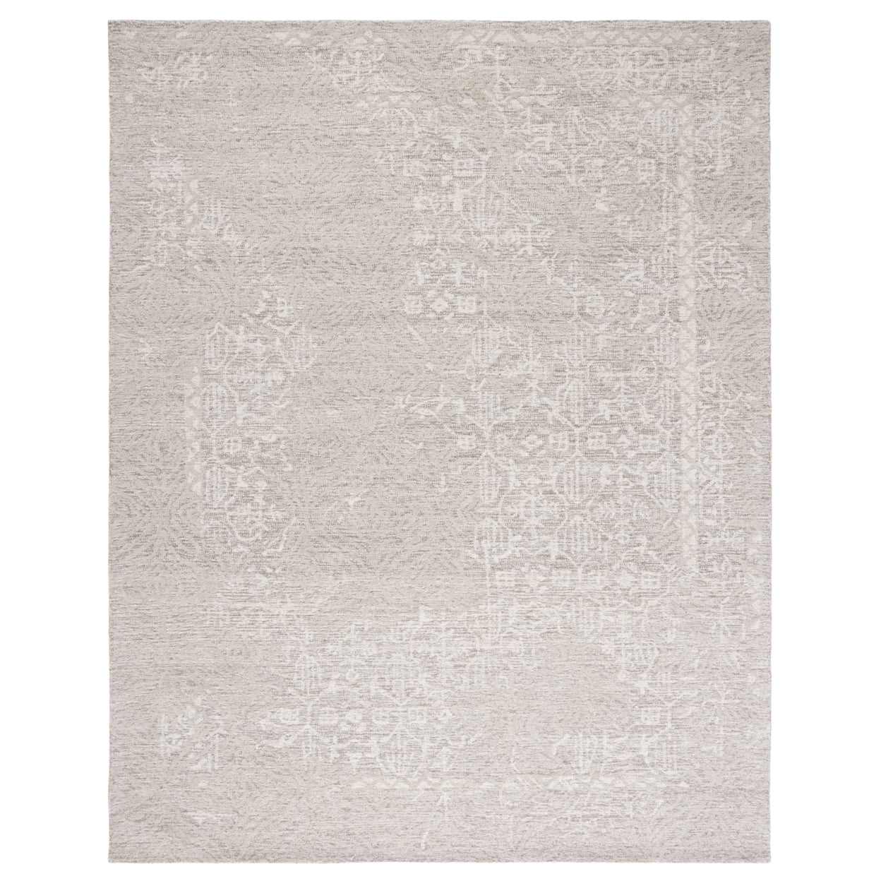 Ivory Hand-Tufted Wool Rectangular Area Rug 8' x 10'