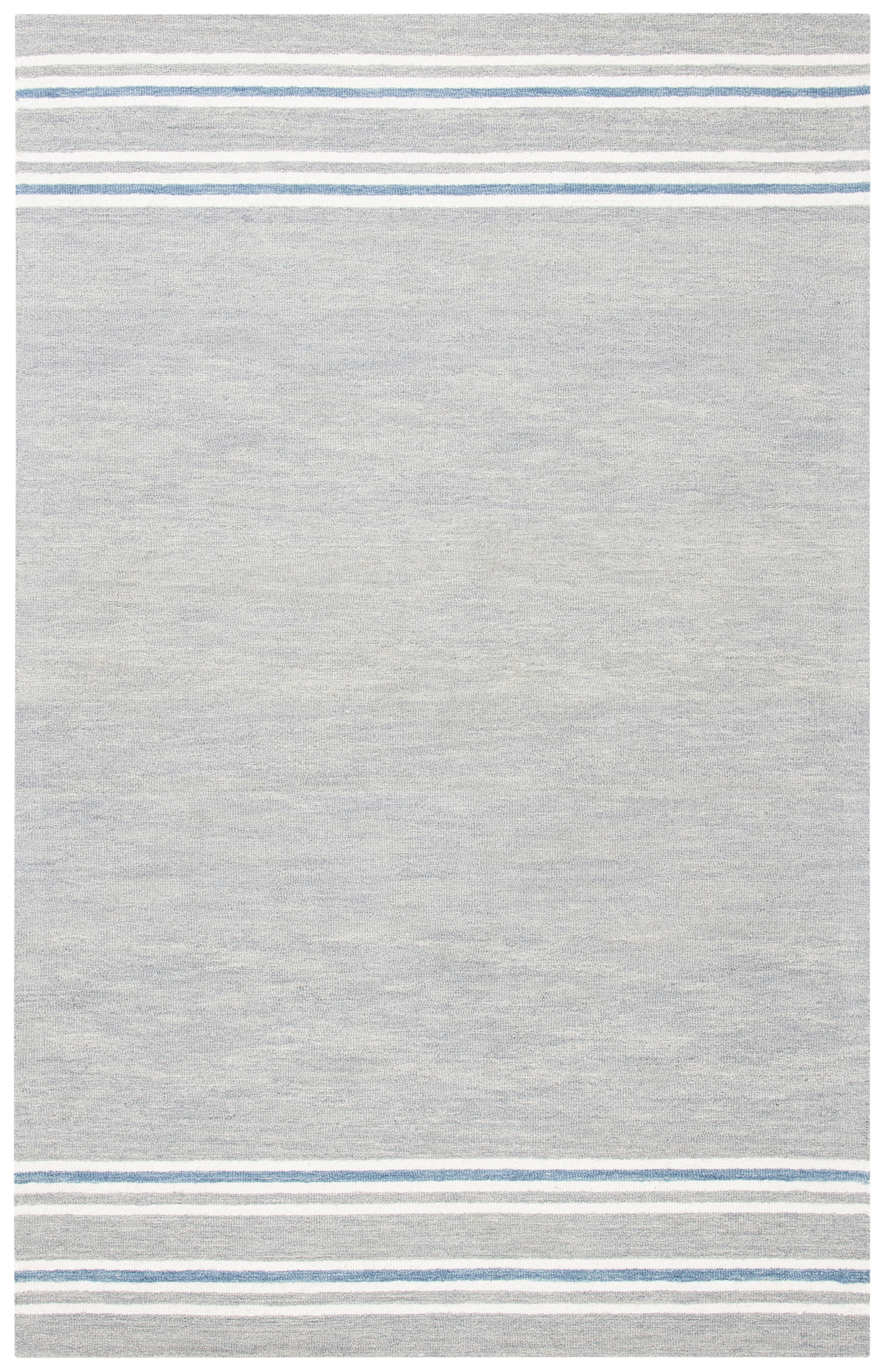 Gray and Blue Hand-Tufted Wool Rectangular Area Rug