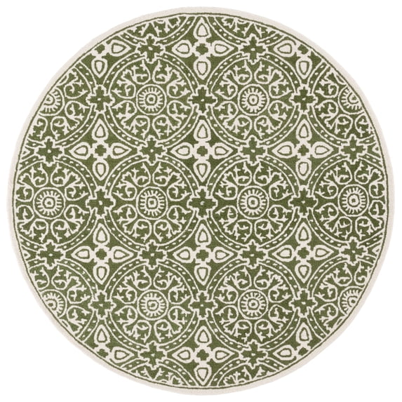 SAFAVIEH Metro Sunny Medallion Area Rug, Green/Ivory, 6' x 6' Round