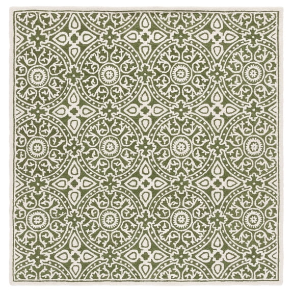 SAFAVIEH Metro Sunny Medallion Area Rug, Green/Ivory, 6' x 6' Square