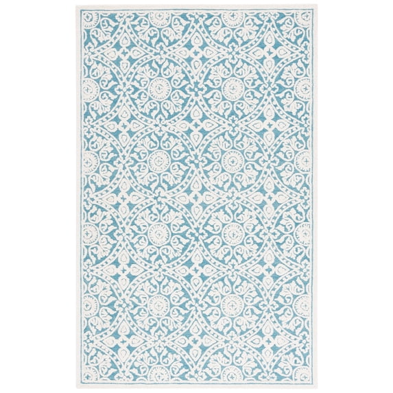 SAFAVIEH Metro Sunny Medallion Area Rug, Teal/Ivory, 4' x 6'