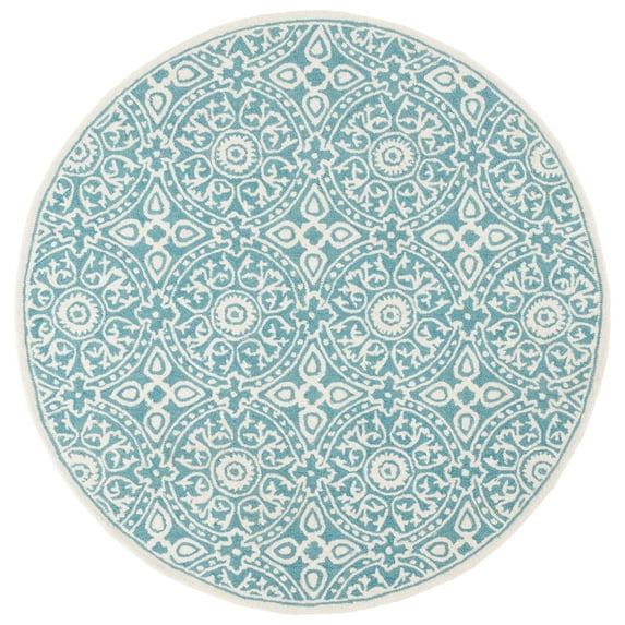 SAFAVIEH Metro Sunny Medallion Area Rug, Teal/Ivory, 6' x 6' Round