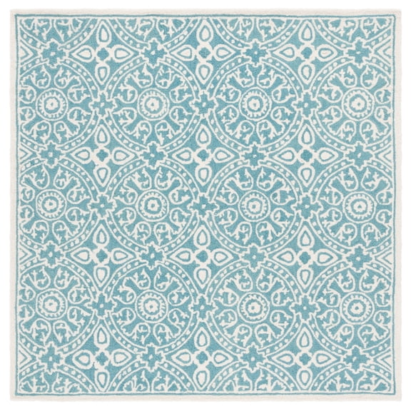 SAFAVIEH Metro Sunny Medallion Area Rug, Teal/Ivory, 6' x 6' Square