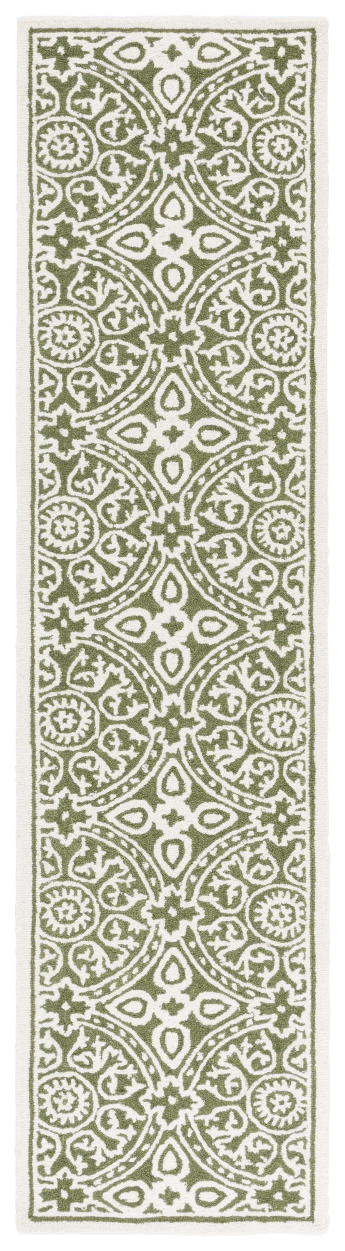 SAFAVIEH Metro Sunny Medallion Runner Rug, Green/Ivory, 2'3" x 9'