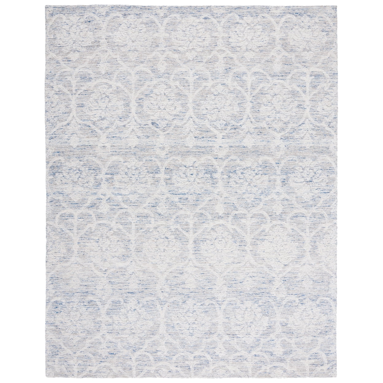 Light Blue and Ivory Hand-Tufted Wool Area Rug 4' x 6'