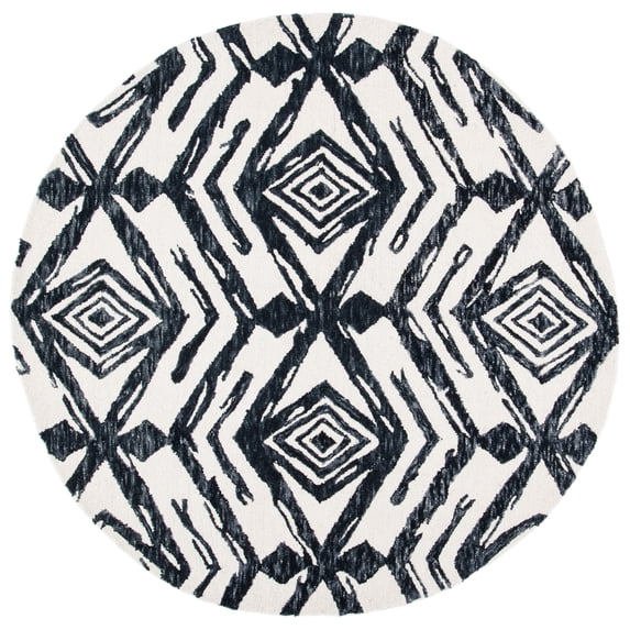 SAFAVIEH Metro Syeda Diamond Area Rug, Black/Ivory, 6' x 6' Round