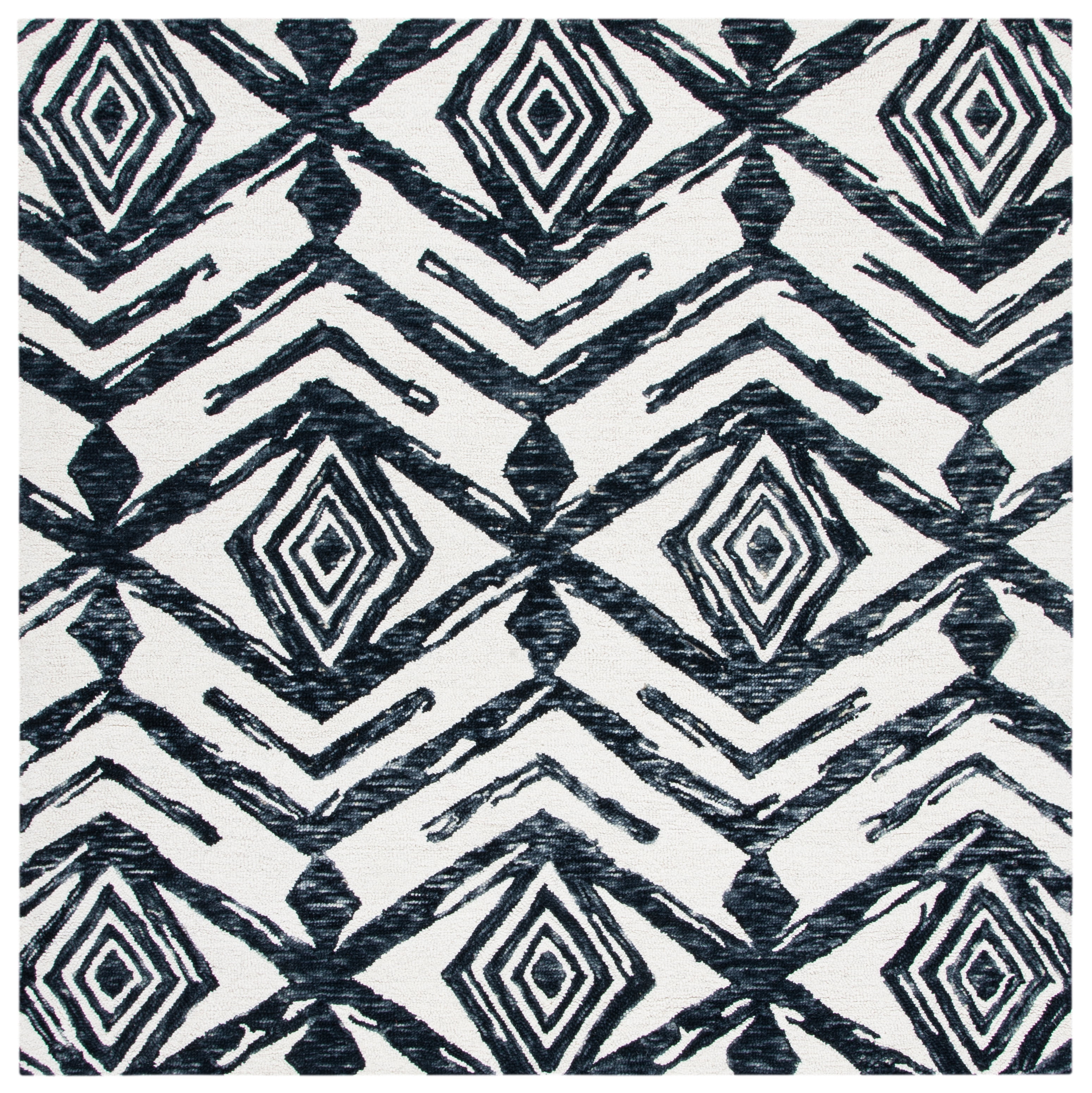 SAFAVIEH Metro Syeda Diamond Area Rug, Black/Ivory, 6' x 6' Square