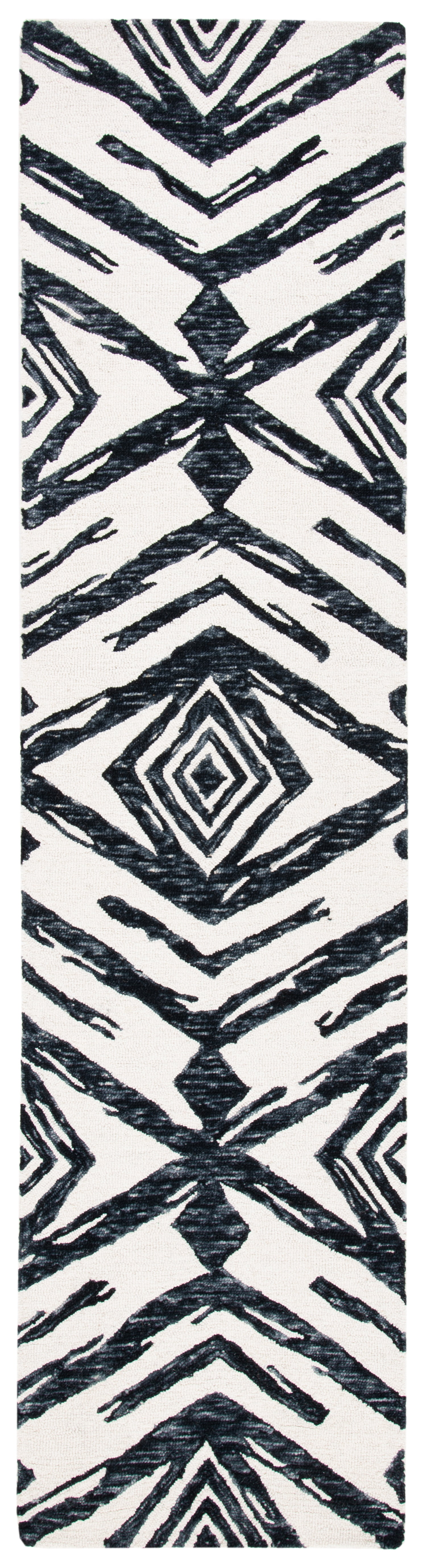 SAFAVIEH Metro Syeda Diamond Runner Rug, Black/Ivory, 2'3" x 9'