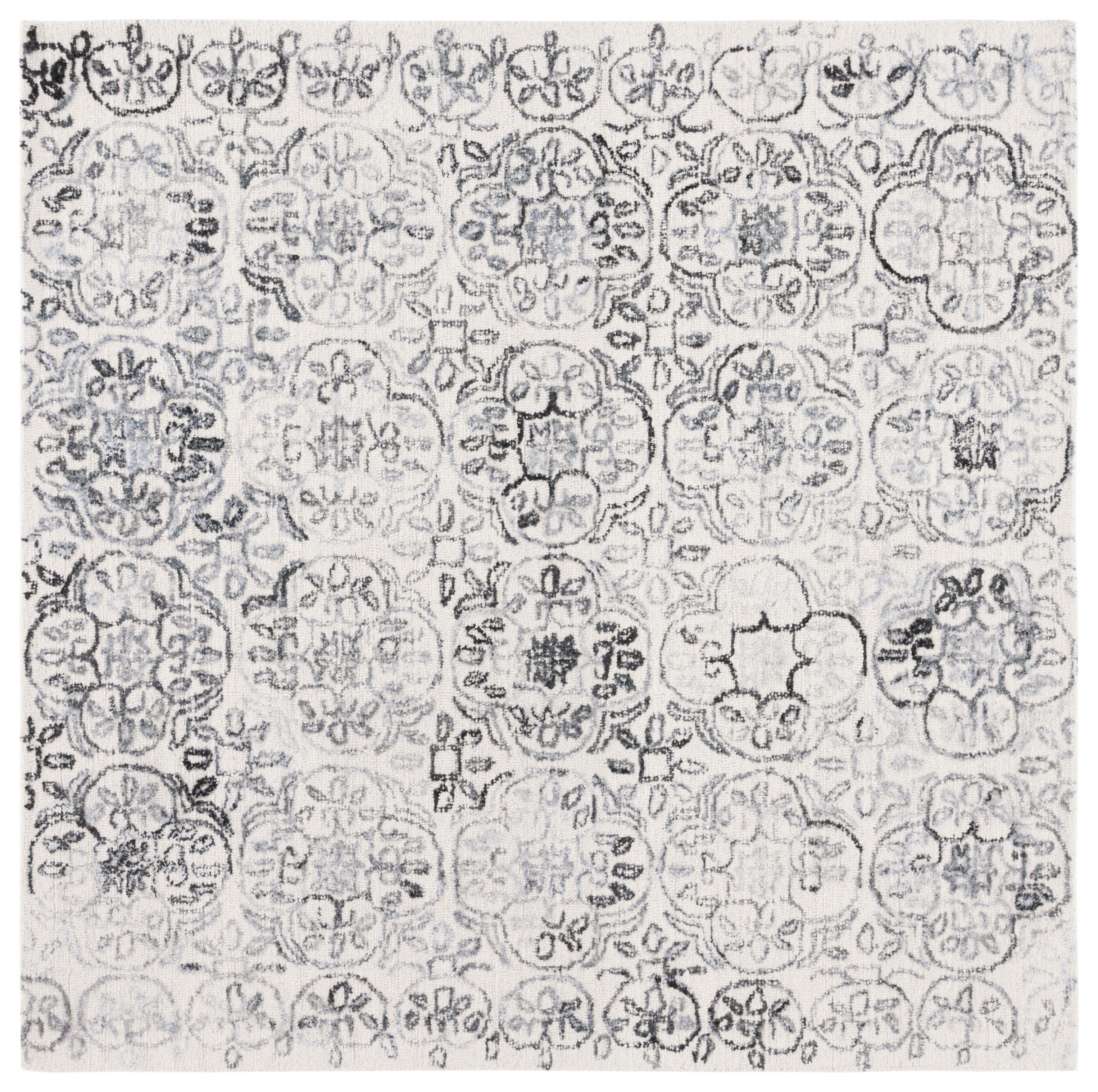 SAFAVIEH Metro Tama Medallion Area Rug, Ivory/Grey, 6' x 6' Square