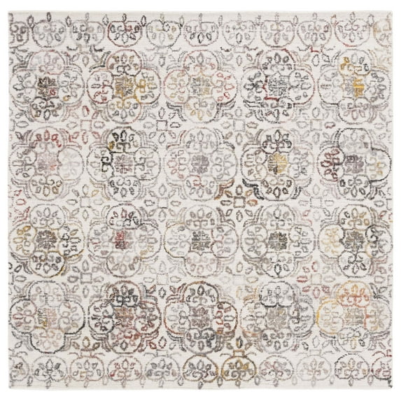 SAFAVIEH Metro Tama Medallion Area Rug, Ivory/Red, 6' x 6' Square