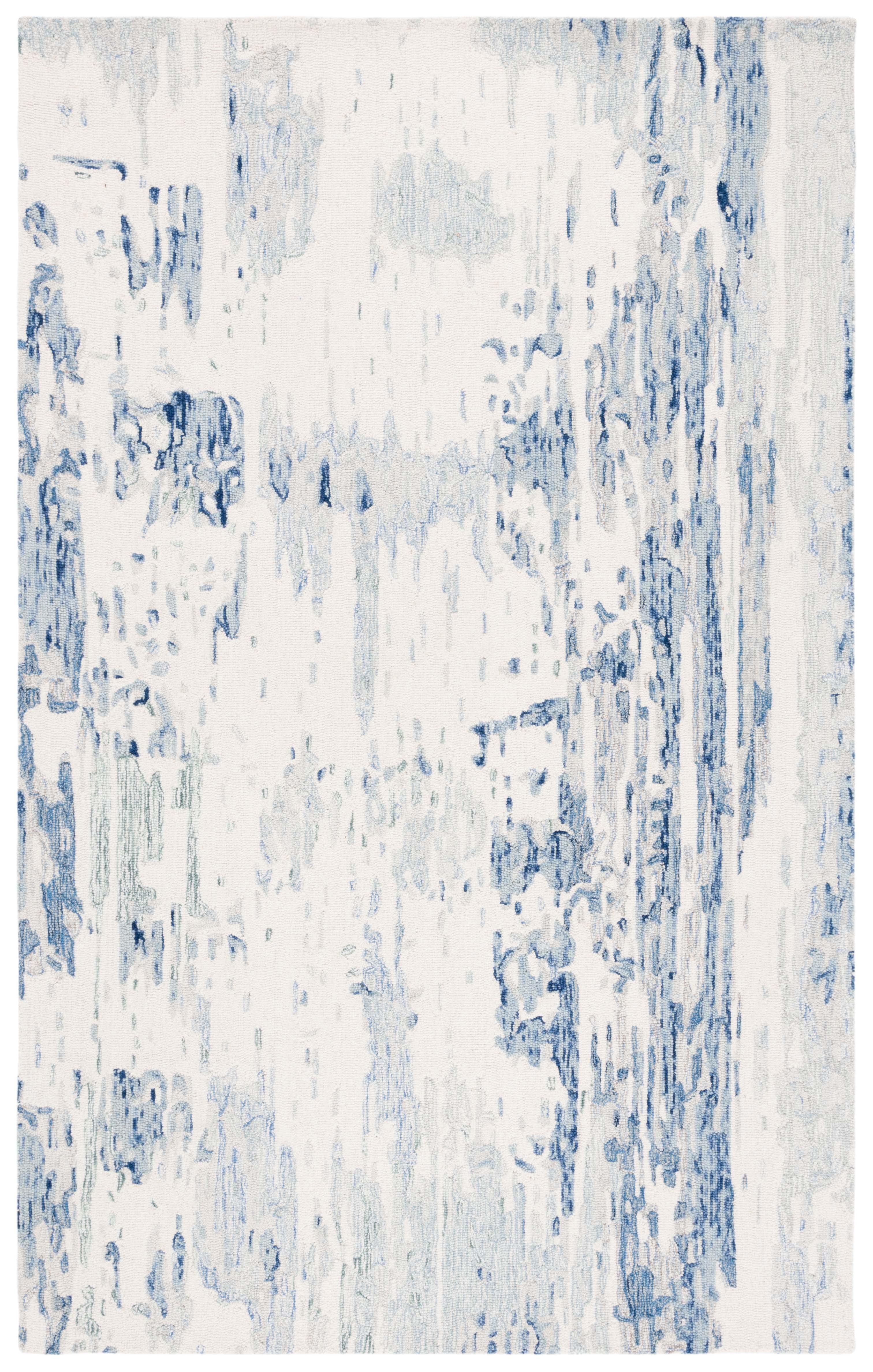 SAFAVIEH Metro Teague Abstract Area Rug, Ivory/Blue, 4' x 6'