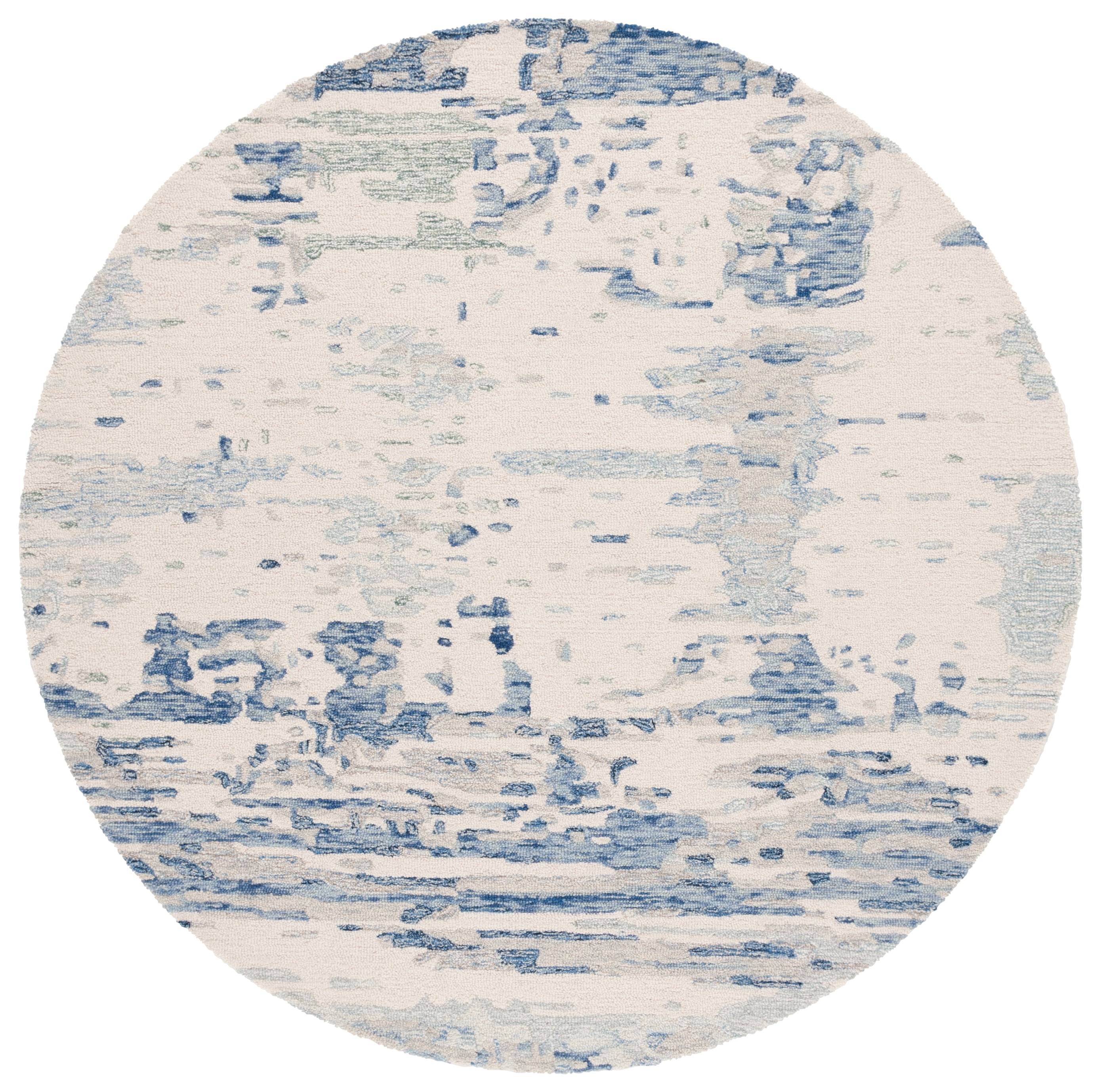 SAFAVIEH Metro Teague Abstract Area Rug, Ivory/Blue, 6' x 6' Round