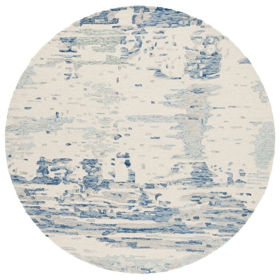 SAFAVIEH Metro Teague Abstract Area Rug, Ivory/Blue, 6' x 6' Round