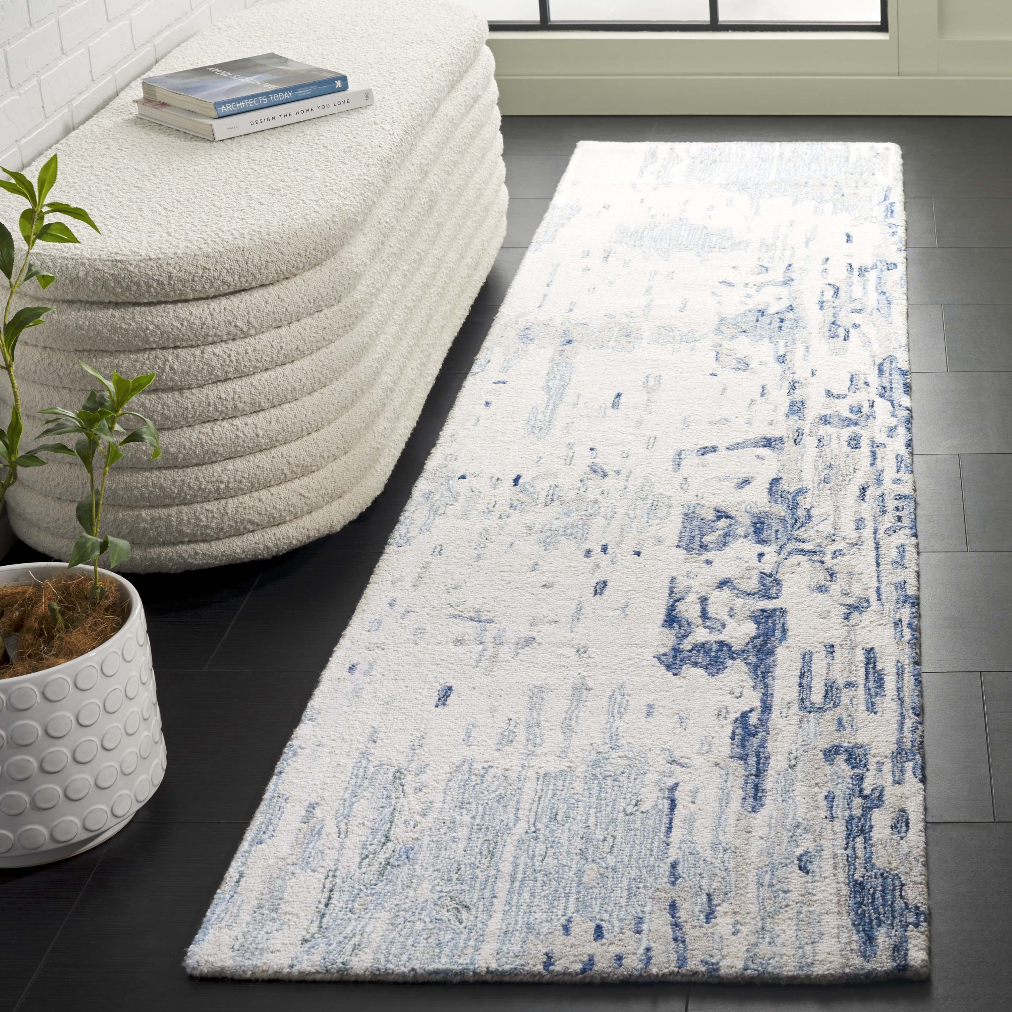 Safavieh Metro Teague Abstract Runner Rug, Ivory/Blue, 2'3" x 9'