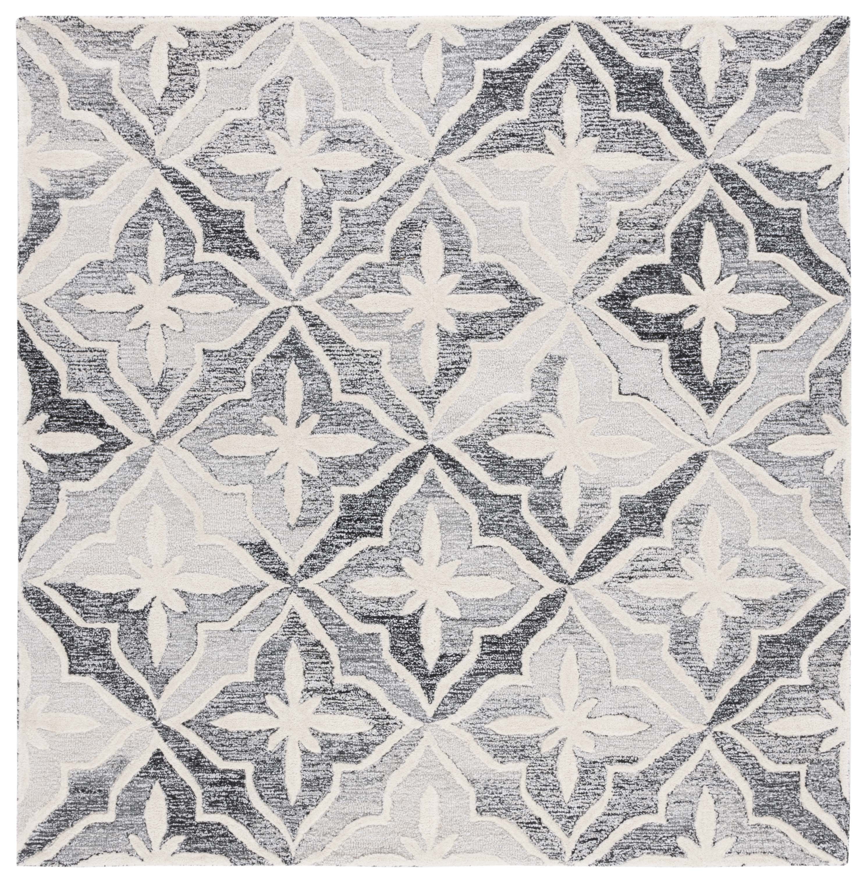 Elegant Noir Hand-Tufted Wool & Synthetic 6' Square Area Rug