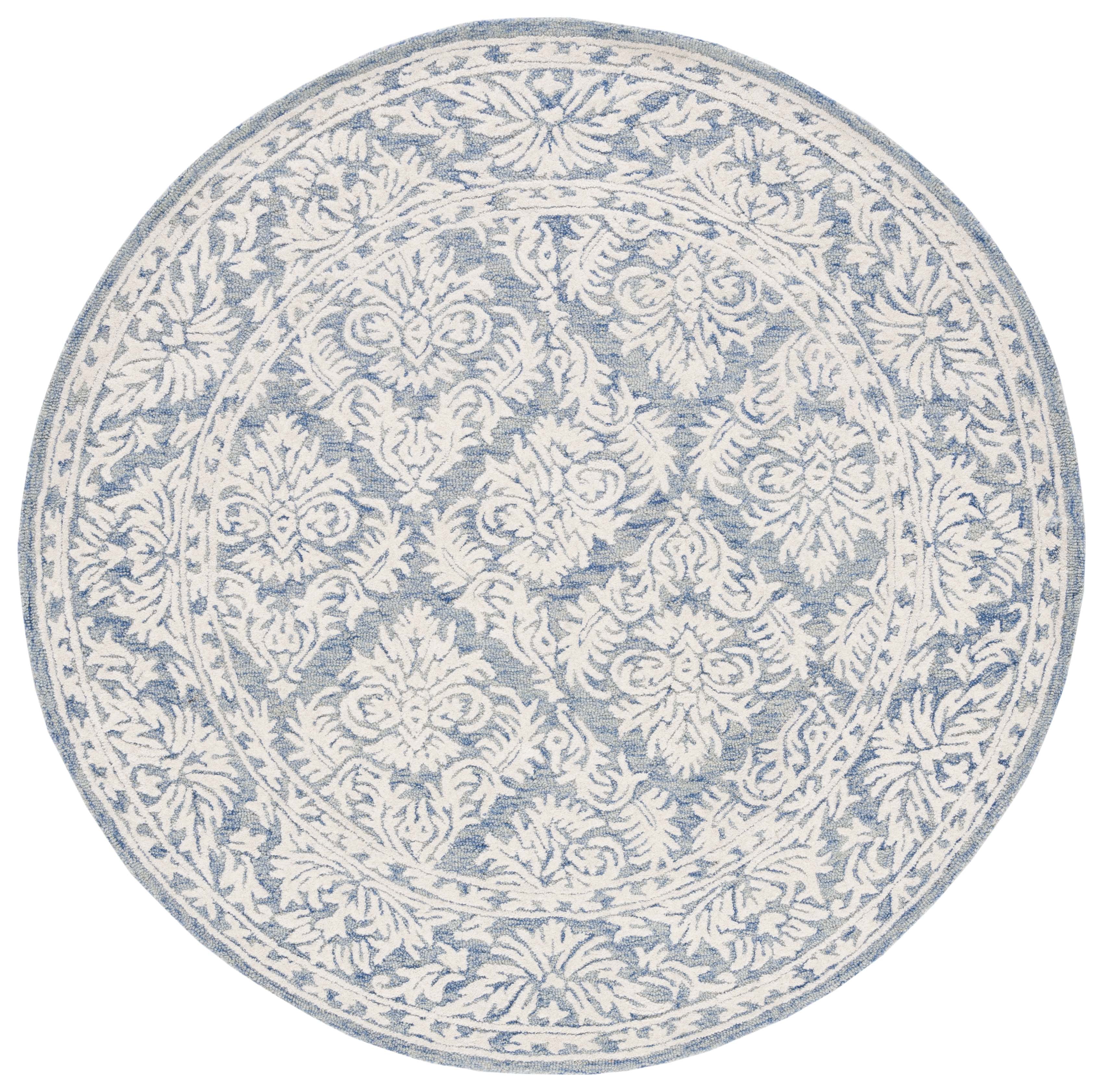 SAFAVIEH Metro Wayland Medallion Area Rug, Blue/Ivory, 6' x 6' Round