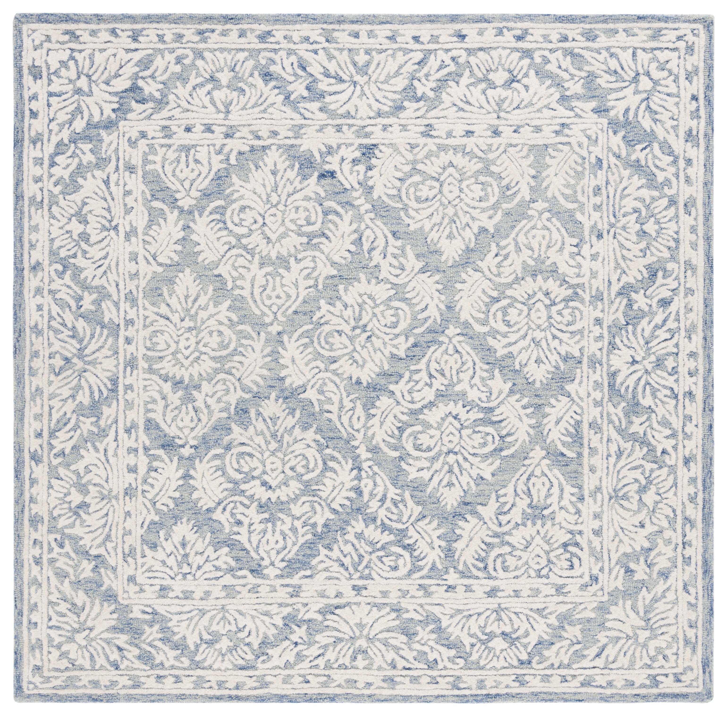 SAFAVIEH Metro Wayland Medallion Area Rug, Blue/Ivory, 6' x 6' Square