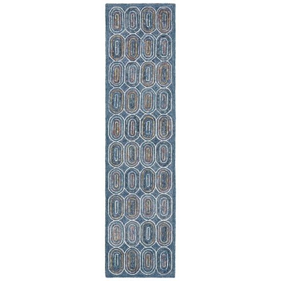 SAFAVIEH Metro Wichita Geometric Runner Rug, Blue/Yellow, 2'3" x 9'