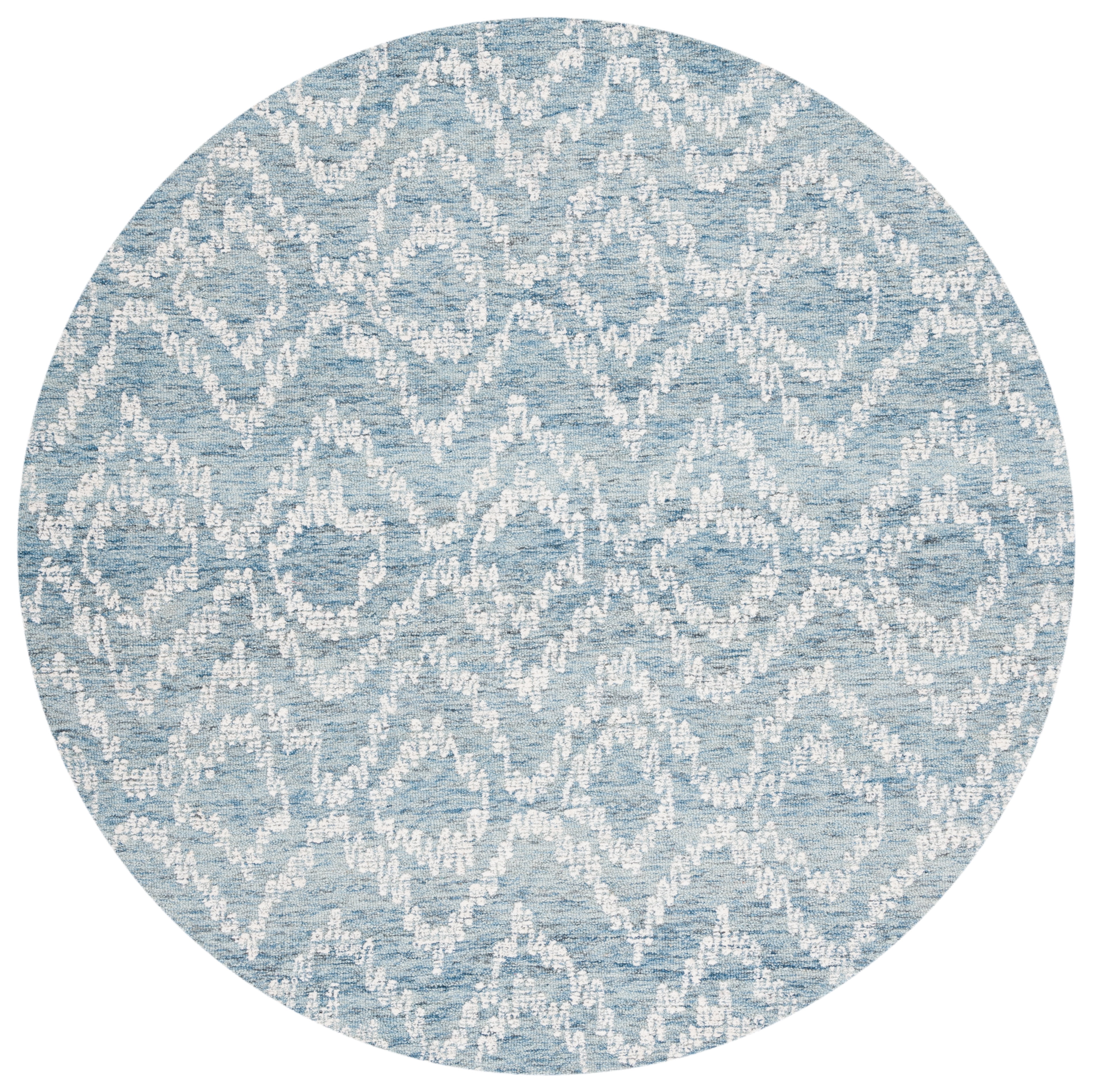 SAFAVIEH Metro Xaviera Diamond Area Rug, Natural/Blue, 6' x 6' Round