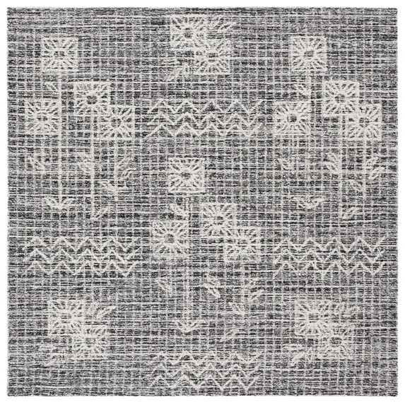SAFAVIEH Metro Yolonda Distressed Area Rug, Black/Ivory, 6' x 6' Square